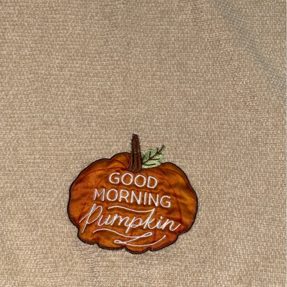 Good morning Pumpkin Beige‎ kitchen Towel with Pumpkin Design, autumn, fall